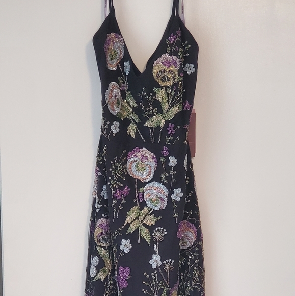 Flor et.al Womens Liv Black Embellished Long Party Evening Dress NWT Size 6 - Picture 3 of 7